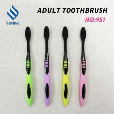 Daily  use new item with black PP  handle and soft medium bristle yangzhou cheap toothbrush