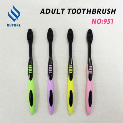 Daily  use new item with black PP  handle and soft medium bristle yangzhou cheap toothbrush