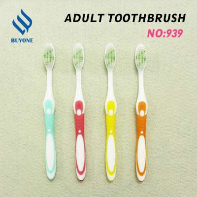 Customized adult with PP antislip handle  home used and soft medium densify tufts  bristle  toothbrush