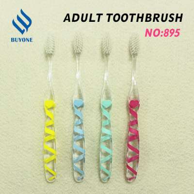 Customized adult transparent soft medium bristle PTEG handle toothbrush