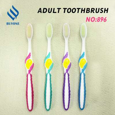 Customized adult in the wings shaped with PP handle home used and soft medium bristle toothbrush